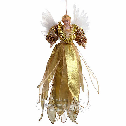 Елочное украшение "Ангел" в золотом наряде, 51 см, подвеска Царь Елка