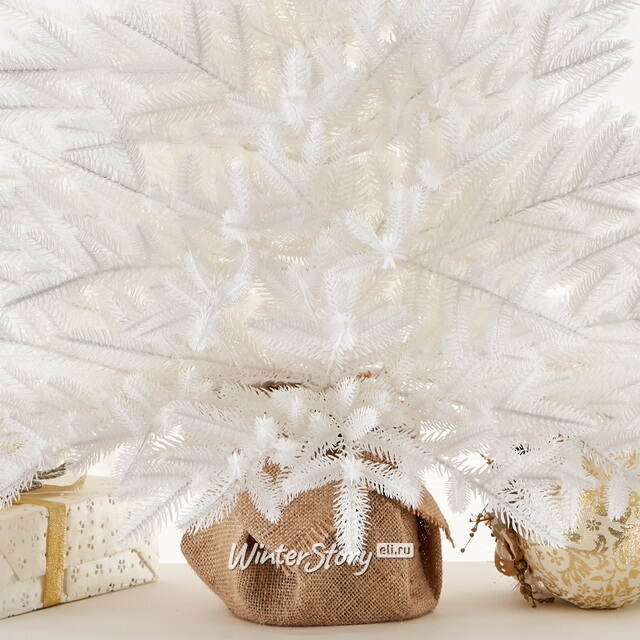 Настольная белая елка в мешочке Александрийская 90 см, ЛИТАЯ 100% Max Christmas