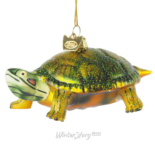 Стеклянная елочная игрушка Черепаха - Странница из Океана 10 см, подвеска Kurts Adler