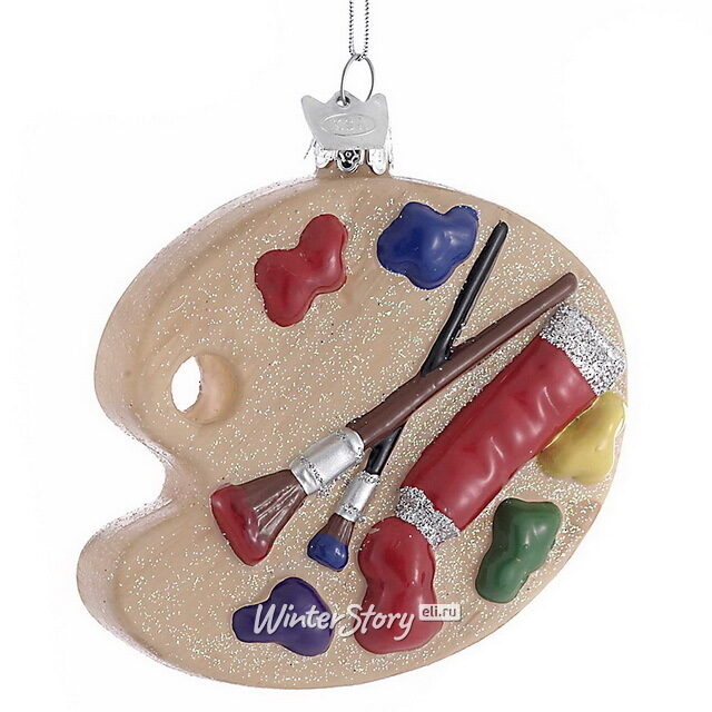 Стеклянная елочная игрушка Палитра Художника 8 см Kurts Adler