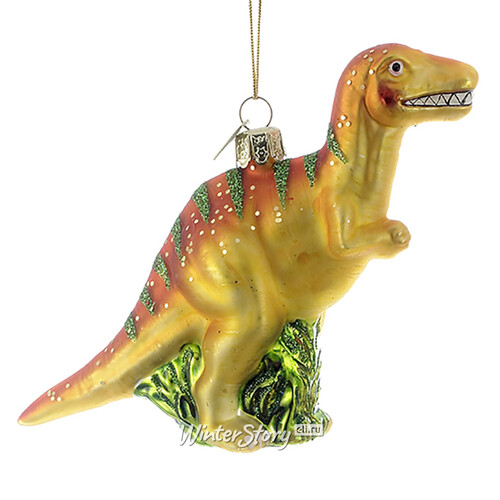 Стеклянная елочная игрушка Динозавр Анри: Mesozoico 11 см, подвеска Kurts Adler