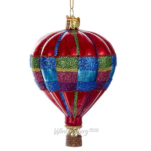 Стеклянная елочная игрушка Воздушный шар Монгольфье 9 см, подвеска Kurts Adler
