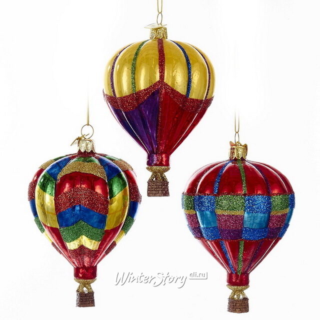 Стеклянная елочная игрушка Воздушный шар Бланшар 9 см, подвеска Kurts Adler