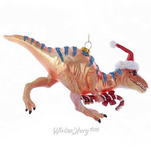 Стеклянная елочная игрушка Динозавр Ти-Рекс - Рождество Юрского периода 10 см, подвеска Kurts Adler