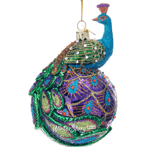 Винтажный шар Индийский Павлин Лучиано 13 см, стекло Kurts Adler