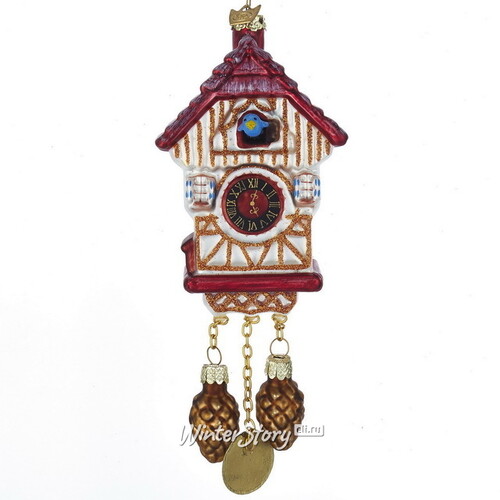 Стеклянная елочная игрушка Часы - Cuckoo Clock 13 см, подвеска Kurts Adler