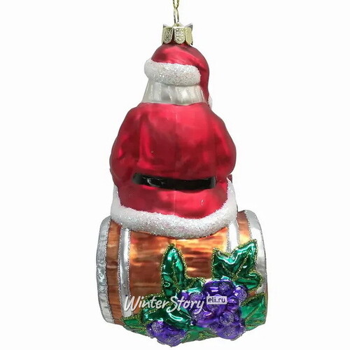 Стеклянная елочная игрушка Санта-Клаус - Рождество и Вино 14 см, подвеска Kurts Adler