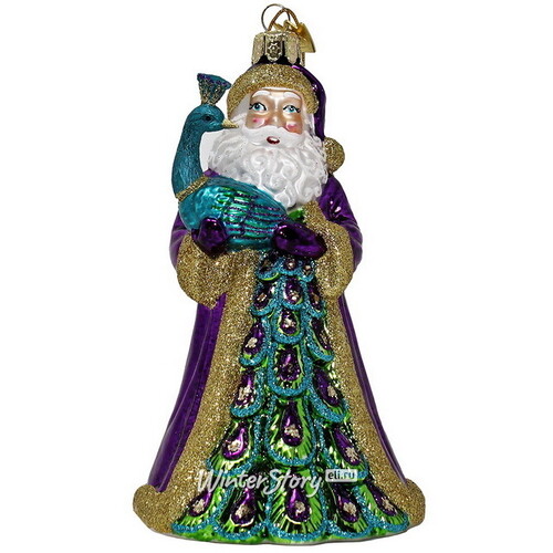 Стеклянная елочная игрушка Санта-Клаус: Pavone Dreams 14 см, подвеска Kurts Adler