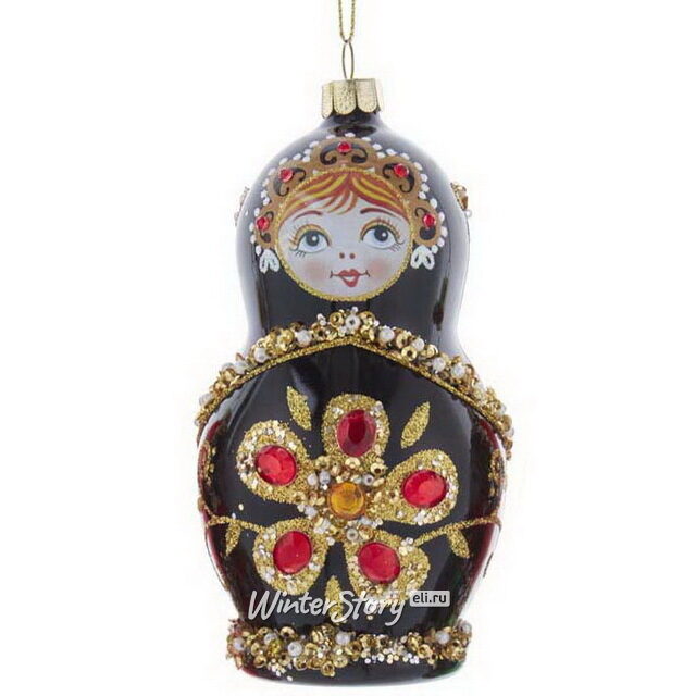 Стеклянная елочная игрушка Матрешка - Russian Doll Zlata 12 см, подвеска Kurts Adler