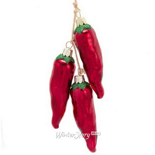 Стеклянная елочная игрушка Peperoncino 11 см, подвеска Kurts Adler
