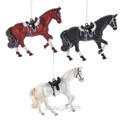 Стеклянная елочная игрушка Лошадь Royal Ascot 10 см, рыжая, подвеска Kurts Adler