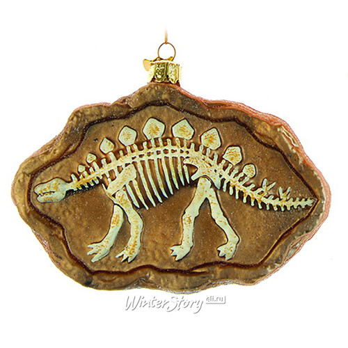 Стеклянная елочная игрушка Мечты Палеонтолога - Стегозавр 12 см, подвеска Kurts Adler