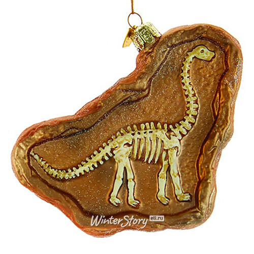 Стеклянная елочная игрушка Мечты Палеонтолога - Апатозавр 12 см, подвеска Kurts Adler