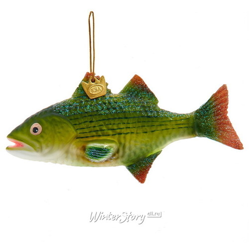 Стеклянная елочная игрушка Рыба - King Bass 13 см, подвеска Kurts Adler