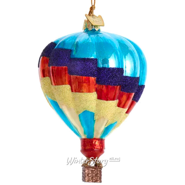 Стеклянная елочная игрушка Воздушный Шар - Фестиваль в Альбукерке 9 см красный, подвеска Kurts Adler