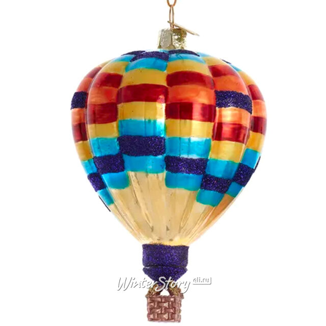 Стеклянная елочная игрушка Воздушный Шар - Фестиваль в Альбукерке 9 см фиолетовый, подвеска Kurts Adler