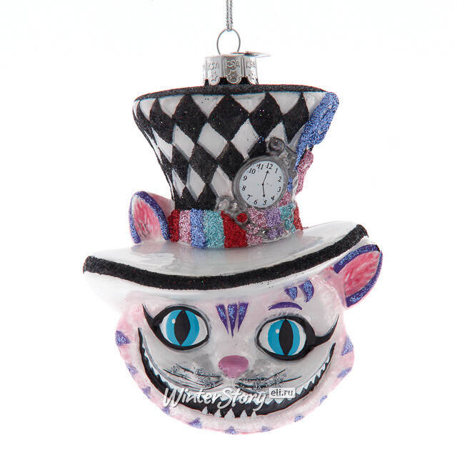 Стеклянная елочная игрушка Чеширский Кот - Imaginary Alice 12 см Kurts Adler