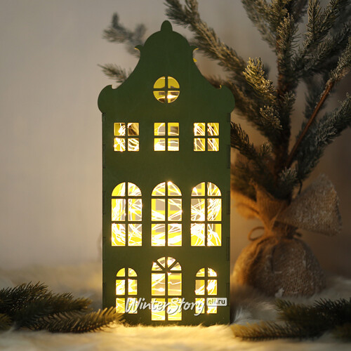 Декоративный домик Амстердам 37 см светло-зеленый Christmas Apple