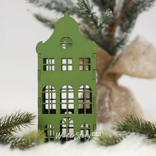 Декоративный домик Амстердам 20 см светло-зеленый Christmas Apple