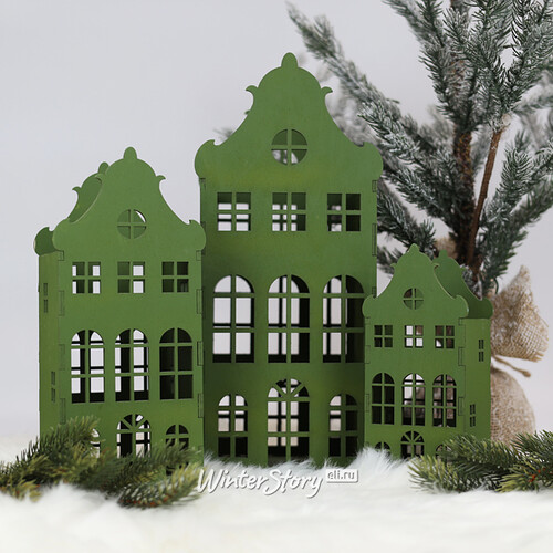 Декоративный домик Амстердам 20 см светло-зеленый Christmas Apple