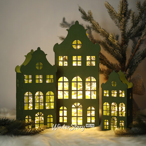 Декоративный домик Амстердам 27 см светло-зеленый Christmas Apple