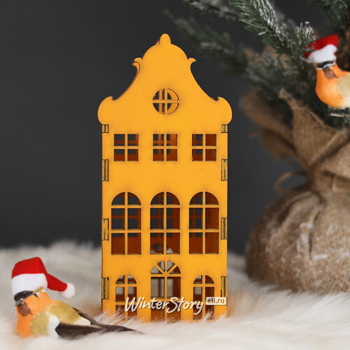 Декоративный домик Амстердам 20 см оранжевый Christmas Apple