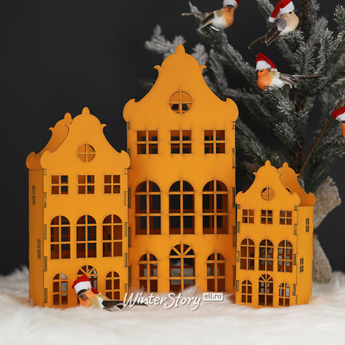 Декоративный домик Амстердам 20 см оранжевый Christmas Apple