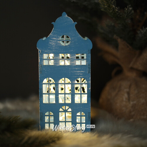 Декоративный домик Амстердам 20 см голубой Christmas Apple