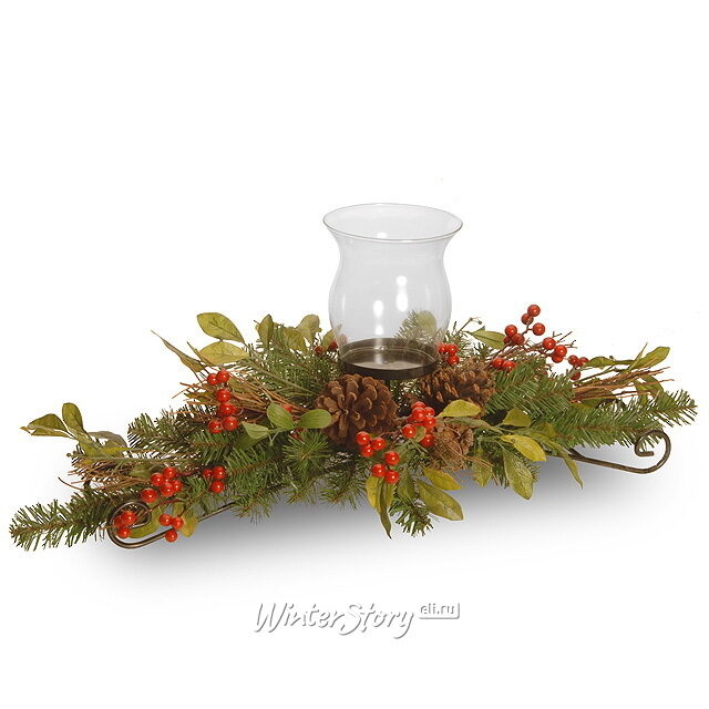 Подсвечник Ноктюрн 76 см с ягодами на 1 свечу National Tree Company