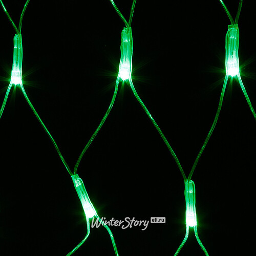 Гирлянда Сетка 1.5*1 м, 144 зеленых LED ламп, прозрачный ПВХ, уличная, соединяемая, IP44 Snowhouse