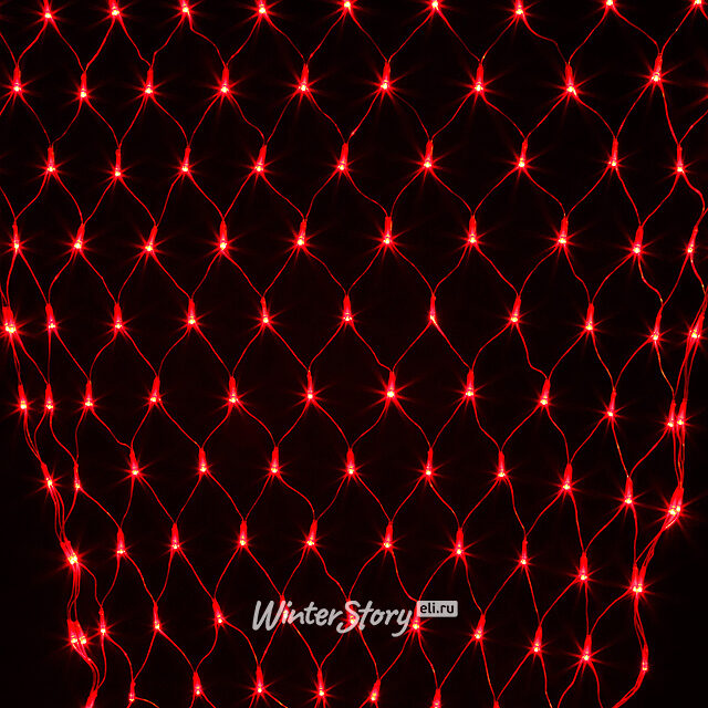 Гирлянда Сетка 1.5*1 м, 144 красных LED ламп, прозрачный ПВХ, уличная, соединяемая, IP44 Snowhouse