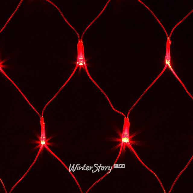 Гирлянда Сетка 1.5*1 м, 144 красных LED ламп, прозрачный ПВХ, уличная, соединяемая, IP44 Snowhouse