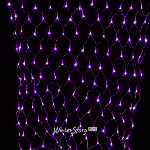 Гирлянда Сетка 1.5*1 м, 144 фиолетовых LED ламп, прозрачный ПВХ, уличная, соединяемая Snowhouse