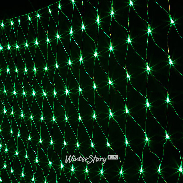 Гирлянда Сетка 2*1.5 м, 300 зеленых LED ламп, прозрачный ПВХ, уличная, соединяемая, IP44 Snowhouse