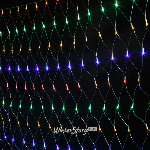Гирлянда Сетка 2*1.5 м, 300 разноцветных LED ламп, прозрачный ПВХ, уличная, соединяемая Snowhouse