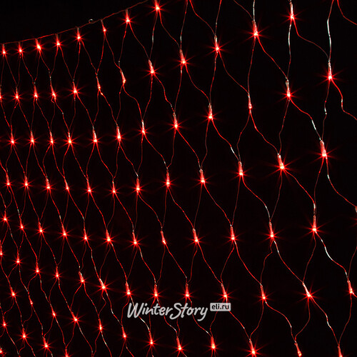 Гирлянда Сетка 2*1.5 м, 300 красных LED ламп, прозрачный ПВХ, уличная, соединяемая, IP44 Snowhouse