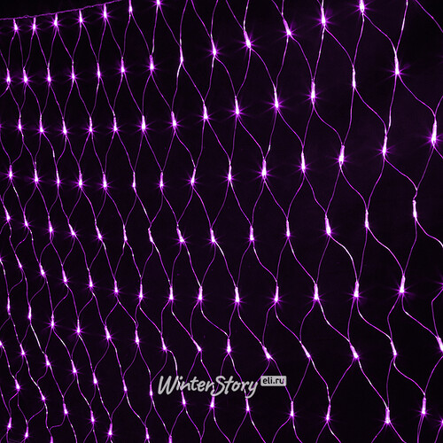 Гирлянда Сетка 2*1.5 м, 300 фиолетовых LED ламп, прозрачный ПВХ, уличная, соединяемая, IP44 Snowhouse