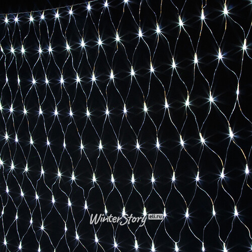 Гирлянда Сетка 2*1.5 м, 300 холодных белых LED ламп, прозрачный ПВХ, уличная, соединяемая, IP44 Snowhouse