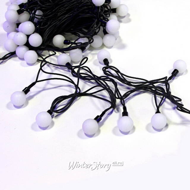 Светодиодная гирлянда Мультишарики 25 мм 70 желтых LED ламп 10 м, черный ПВХ, соединяемая, IP44 Snowhouse