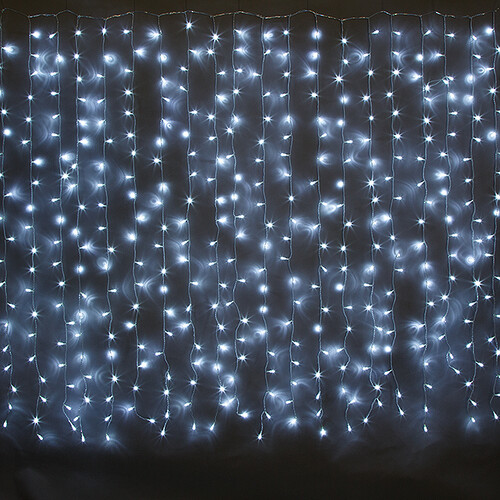 Светодиодный дождь 2.4*1.5 м, 500 холодных белых LED ламп, прозрачный ПВХ, соединяемый, IP44 Snowhouse