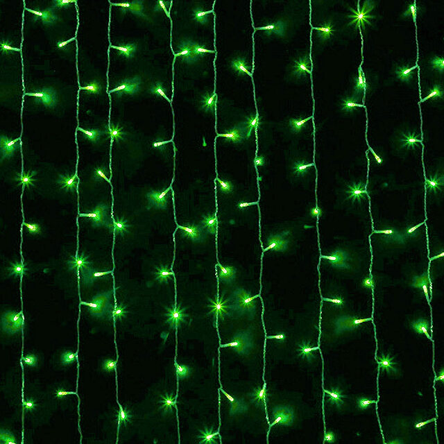 Светодиодный занавес 2.5*1.3 м, 625 зеленых LED ламп, прозрачный ПВХ, соединяемый, IP44 Snowhouse