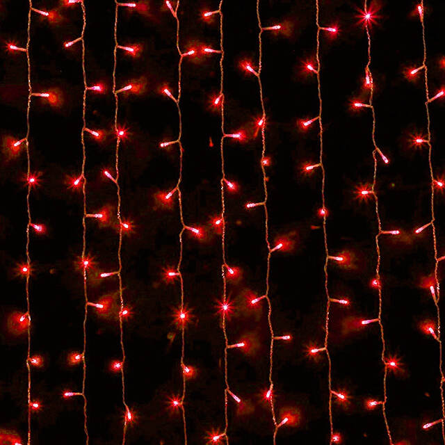 Светодиодный занавес 2.5*3 м, 925 красных LED ламп, прозрачный ПВХ, соединяемый, IP44 Snowhouse