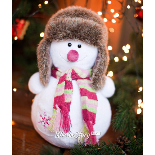 Мягкая игрушка Снеговик в меховой шапке 20 см Orange Toys