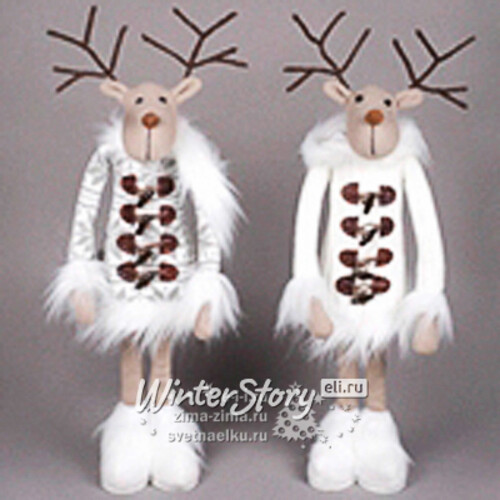Мягкая игрушка-длинноножка Северный олень 41 см в серо-белом пальто Holiday Classics