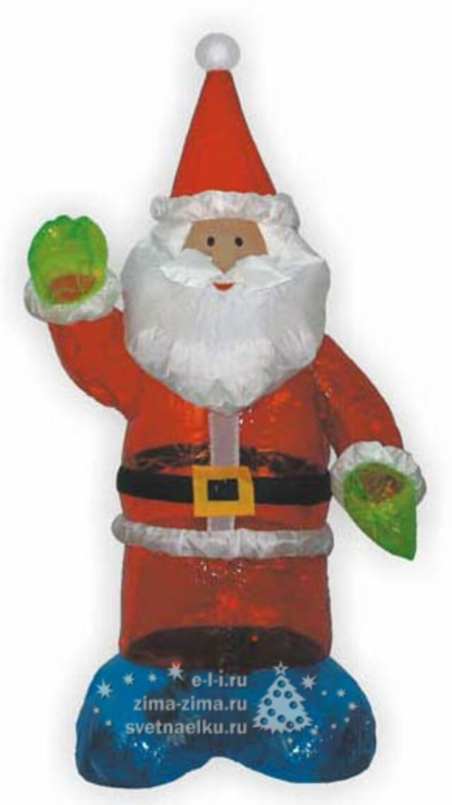Дед Мороз, прозрачный, LED-подсветка, 1.2м