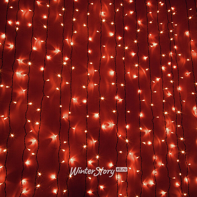 Светодиодный занавес Quality Light 1*9 м, 900 красных LED ламп, черный ПВХ, соединяемый, IP44 BEAUTY LED