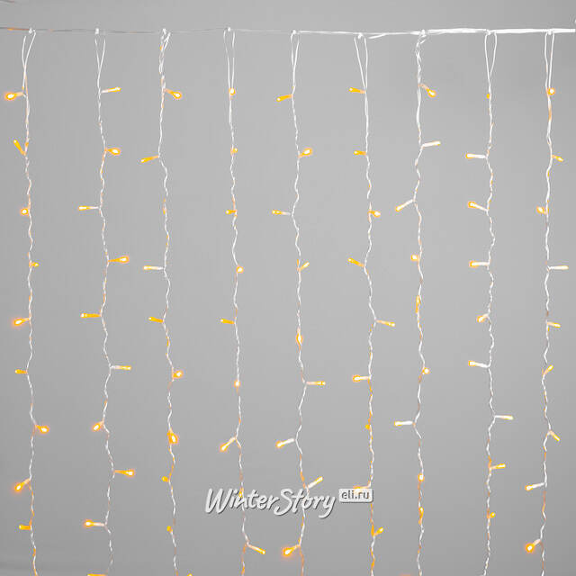 Гирлянда штора Quality Light 2*2 м, 400 желтых LED, прозрачный ПВХ, соединяемая, IP54 BEAUTY LED