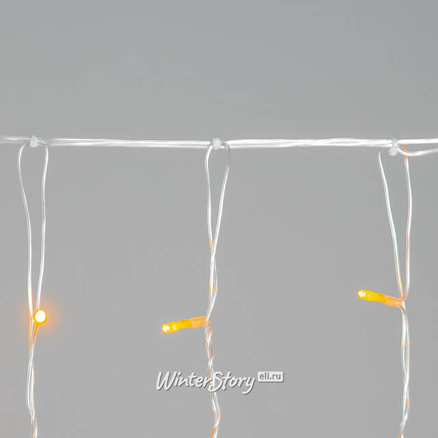 Гирлянда штора Quality Light 2*2 м, 400 желтых LED, прозрачный ПВХ, соединяемая, IP54 BEAUTY LED