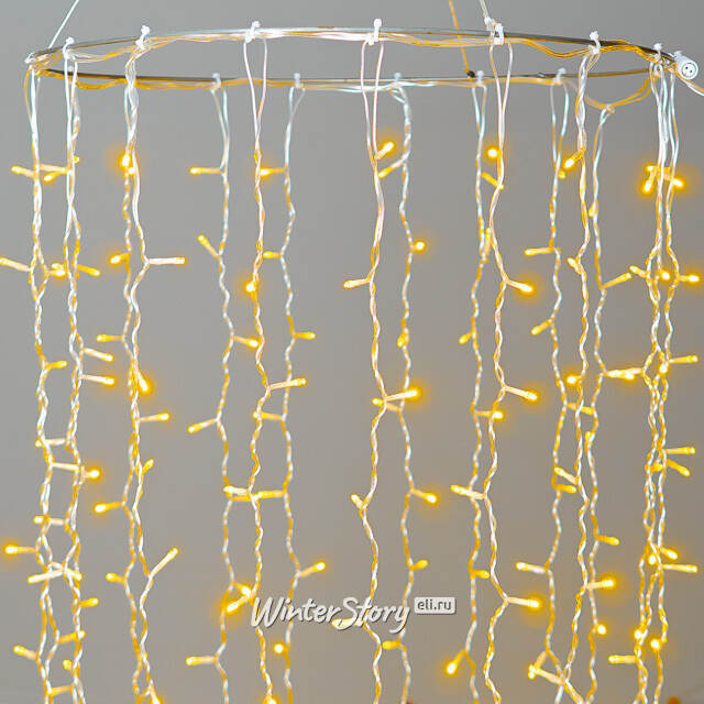 Гирлянда штора Quality Light 2*2 м, 400 желтых LED, прозрачный ПВХ, соединяемая, IP54 BEAUTY LED