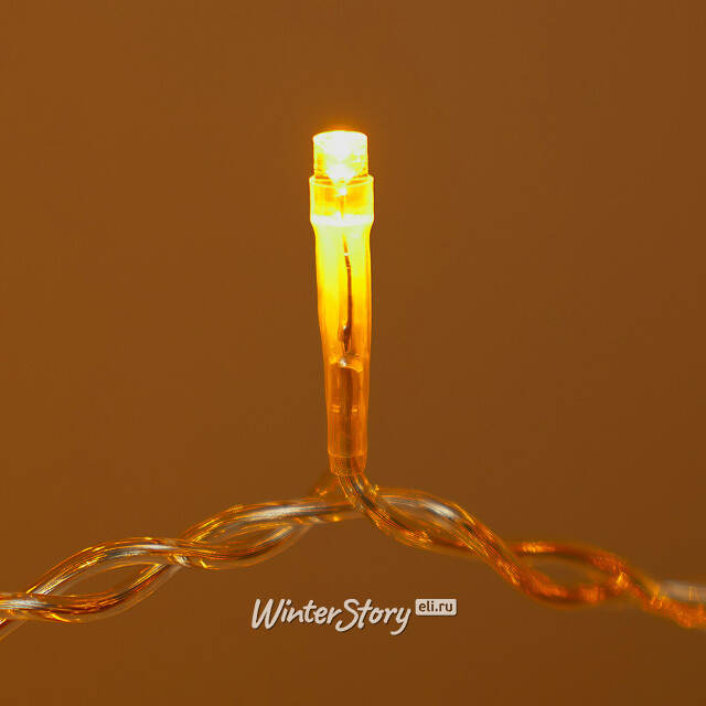 Гирлянда штора Quality Light 2*2 м, 400 желтых LED, прозрачный ПВХ, соединяемая, IP54 BEAUTY LED